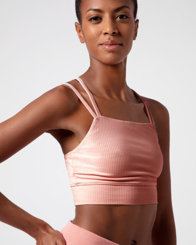 Women Repetto Blush Pink Ribbed Bra With Thin Straps Clothing XDH8H0299