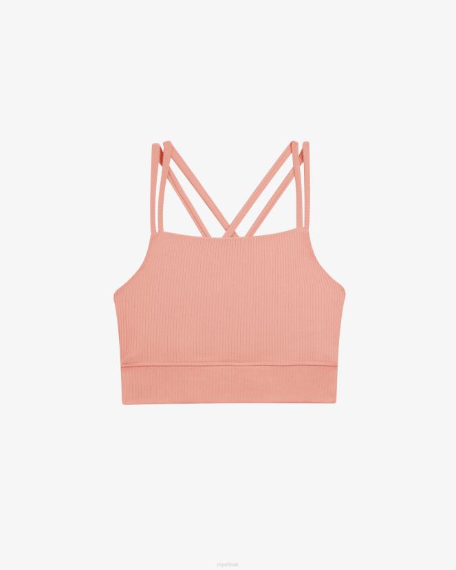 Women Repetto Blush Pink Ribbed Bra With Thin Straps Clothing XDH8H0299