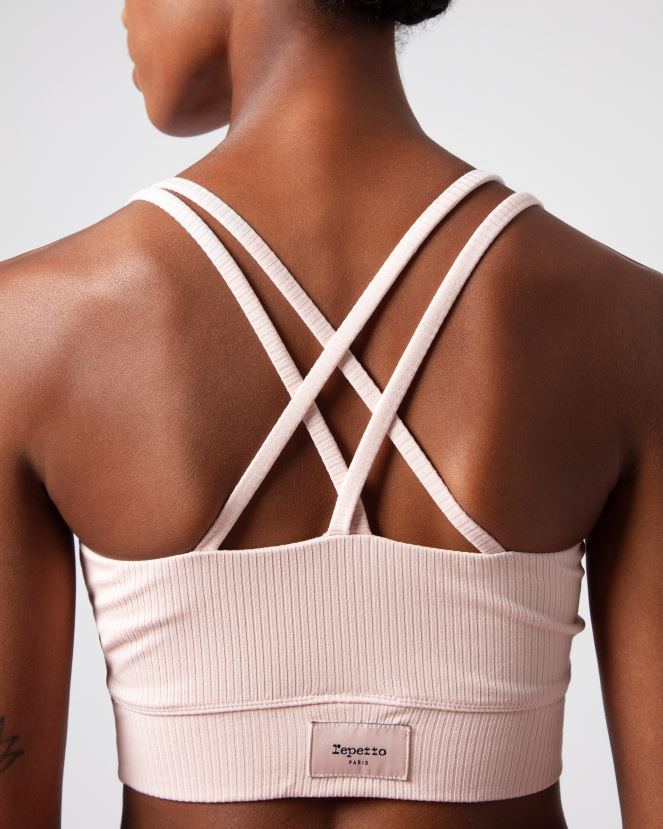 Women Repetto Petal Pink Ribbed Bra With Thin Straps Clothing XDH8H0304