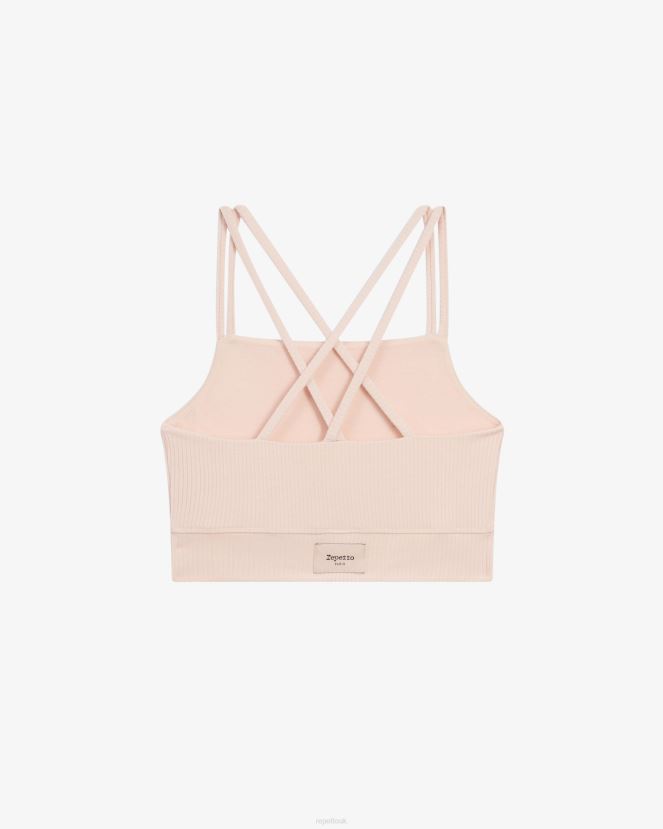 Women Repetto Petal Pink Ribbed Bra With Thin Straps Clothing XDH8H0304