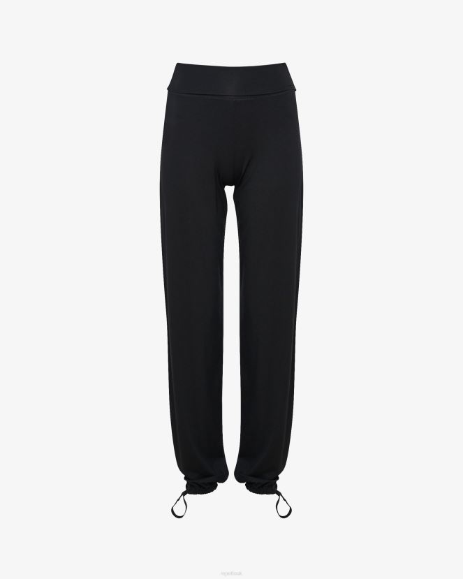 Women Repetto Black Viscose Jazz Pants With Fold Over Waistband Clothing XDH8H0373
