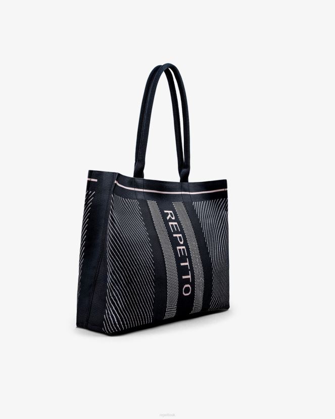 Women Repetto Black And Petal Pink Shopping Bag Accessories XDH8H0422