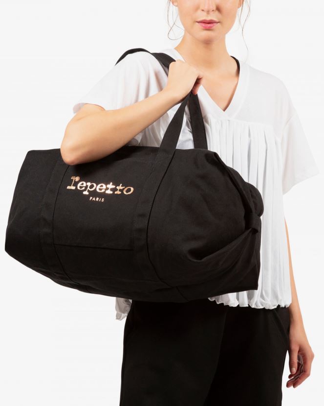 Women Repetto Black Cotton Duffle Bag Size L Accessories XDH8H0418