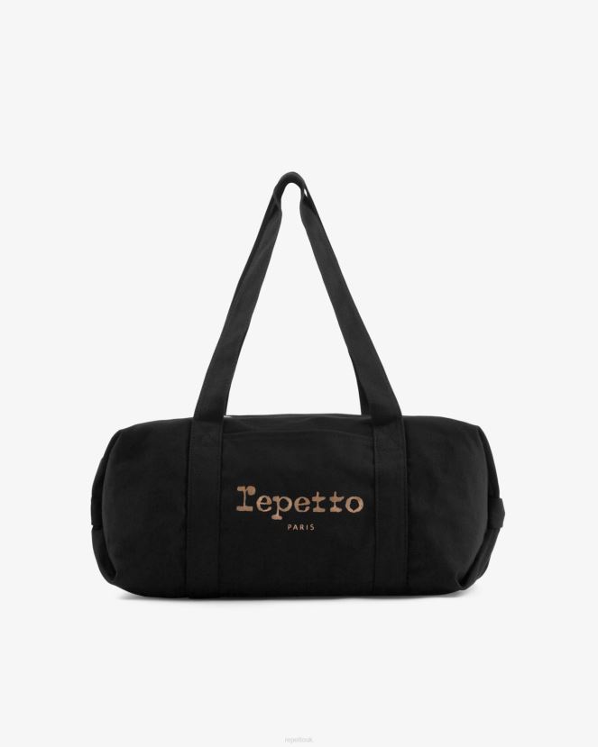Women Repetto Black Cotton Duffle Bag Size M Accessories XDH8H0406