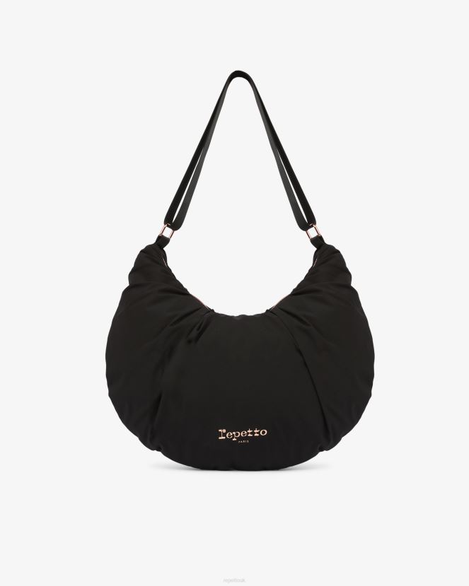 Women Repetto Black Lune Padded Nylon Half-Moon Bag Accessories XDH8H0427