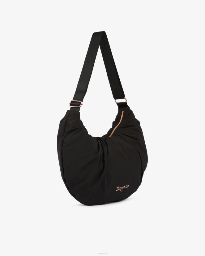 Women Repetto Black Lune Padded Nylon Half-Moon Bag Accessories XDH8H0427