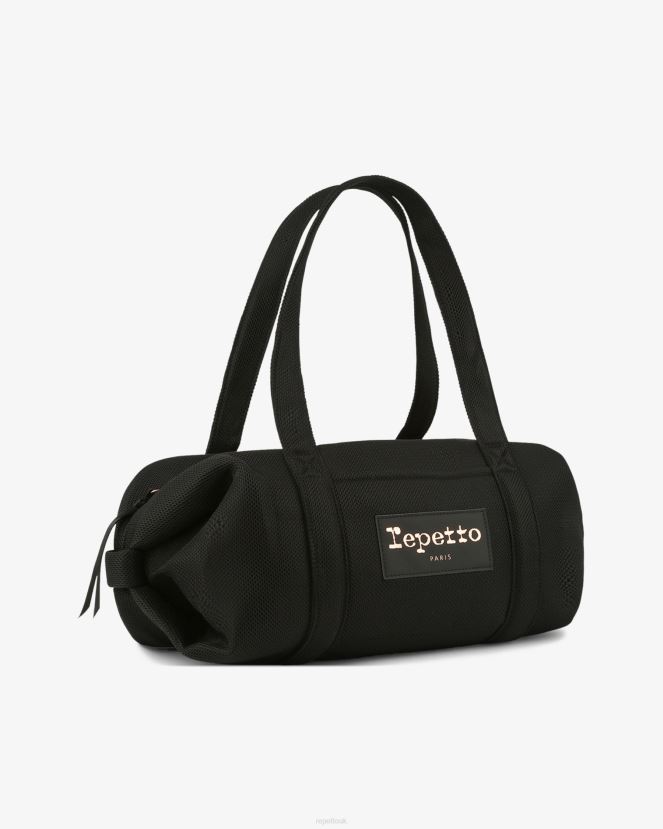 Women Repetto Black Mesh Duffle Bag Size M Accessories XDH8H0409