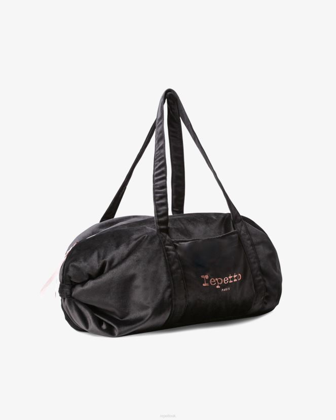 Women Repetto Black Velvet Duffle Bag Size M Accessories XDH8H0408
