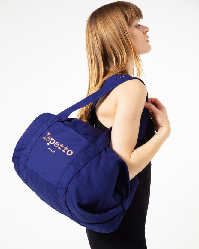 Women Repetto Petrol Blue Cotton Duffle Bag Size L Accessories XDH8H0413
