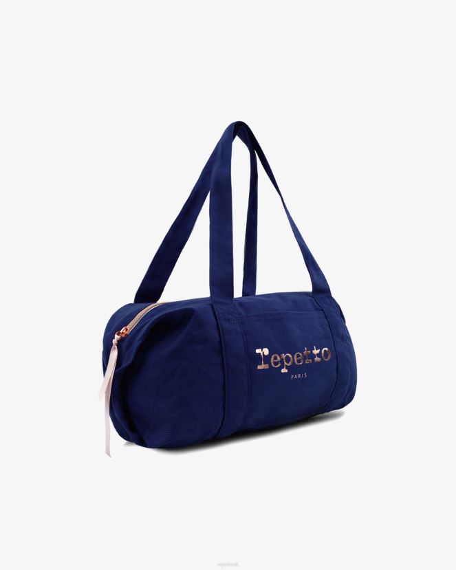 Women Repetto Petrol Blue Cotton Duffle Bag Size M Accessories XDH8H0404
