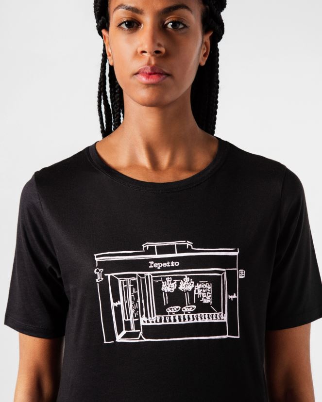 Women Repetto Black Boutique T-Shirt Clothing XDH8H0342