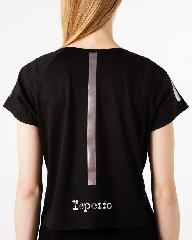 Women Repetto Black Graphic T-Shirt Clothing XDH8H0335