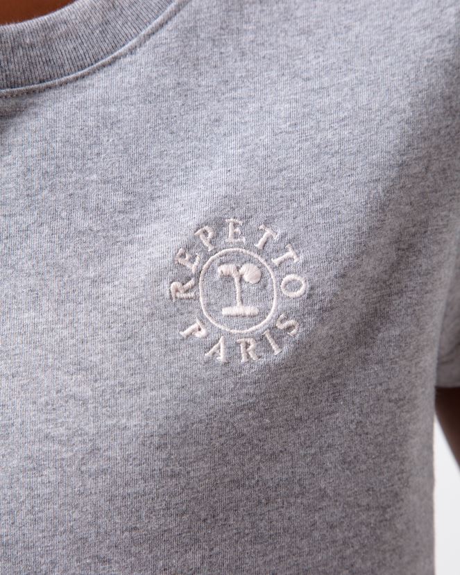 Women Repetto Mottled Light Grey R Logo T-Shirt Clothing XDH8H0316