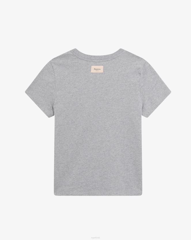 Women Repetto Mottled Light Grey R Logo T-Shirt Clothing XDH8H0316