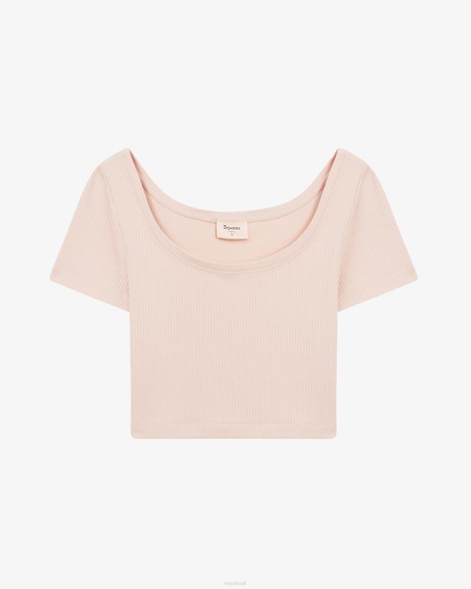 Women Repetto Petal Pink Ribbed Short Top Clothing XDH8H0328