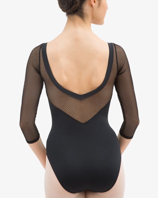 Women Repetto Black 3/4 Sleeved Leotard With Lace Clothing XDH8H0486