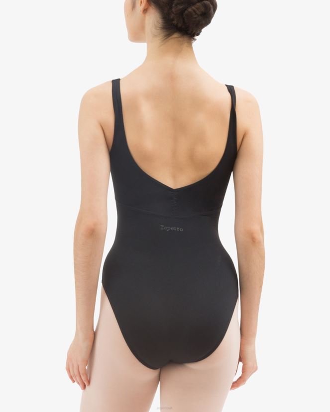 Women Repetto Black Gathered Front And Back Leotard Neckline Clothing XDH8H0475