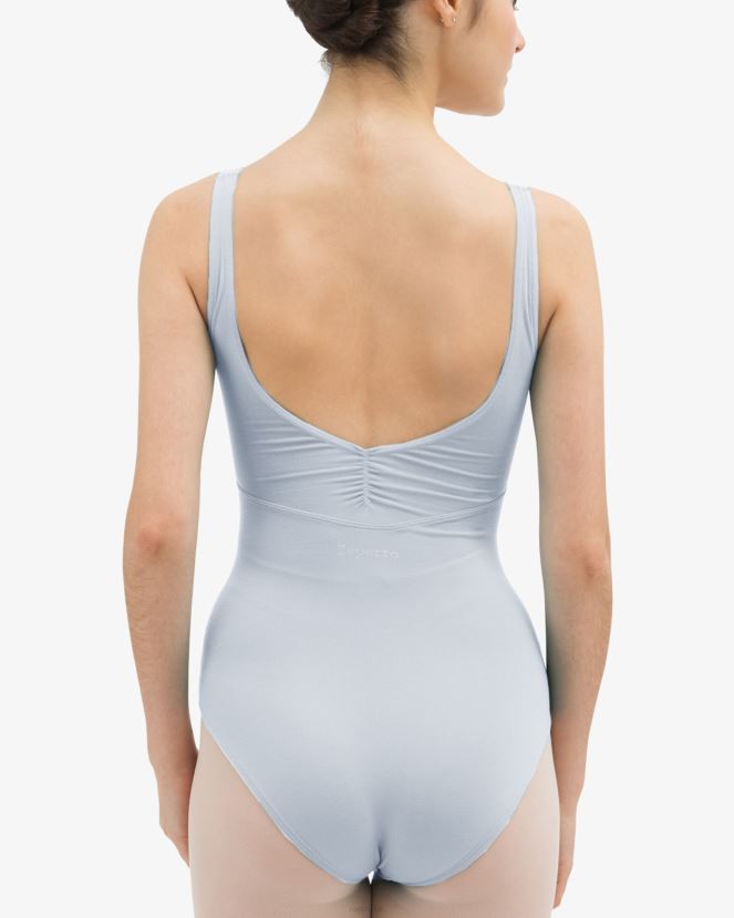 Women Repetto Orphee Blue Gathered Front And Back Leotard Neckline Clothing XDH8H0459