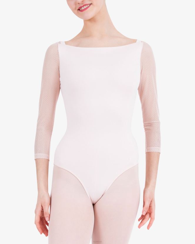 Women Repetto Petal Pink 3/4 Sleeves Leotard With Lace Clothing XDH8H0441