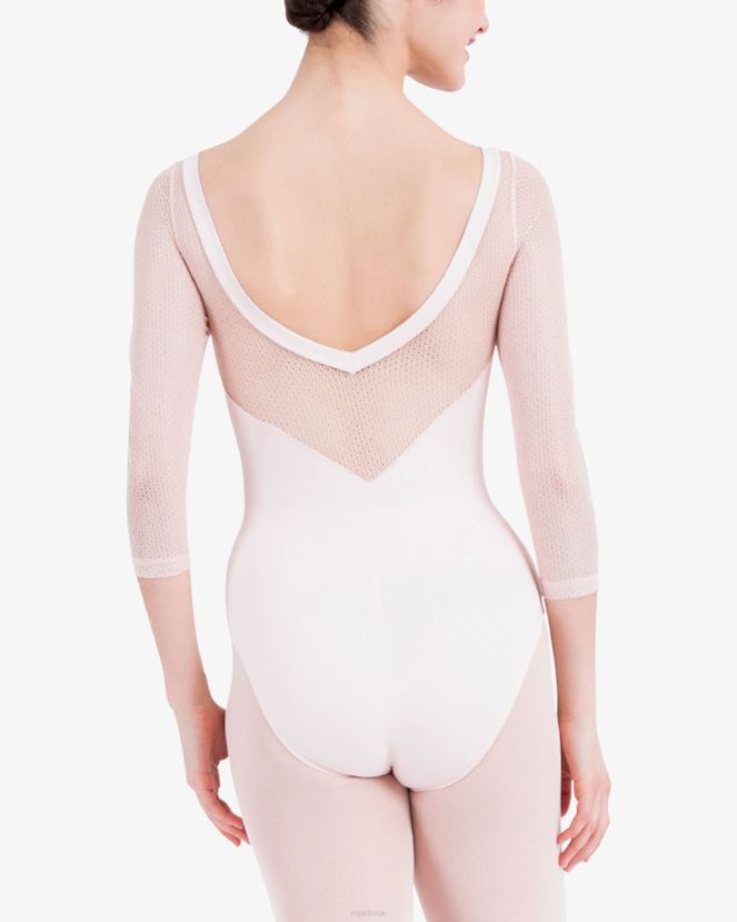 Women Repetto Petal Pink 3/4 Sleeves Leotard With Lace Clothing XDH8H0441