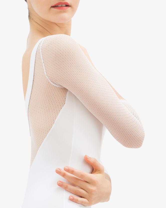 Women Repetto White 3/4 Sleeves Leotard With Lace Clothing XDH8H0444