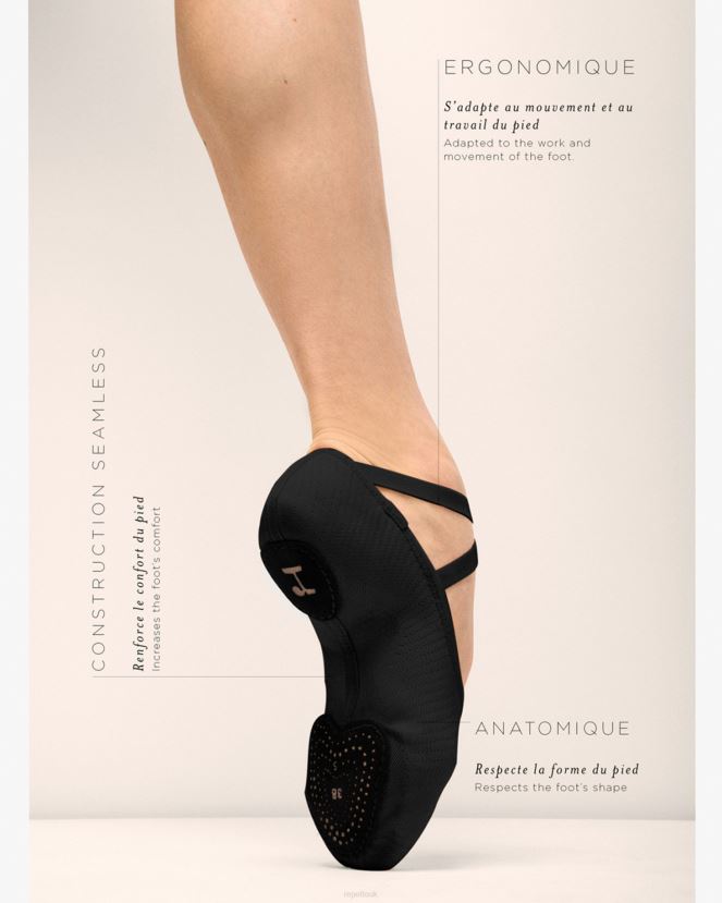 Women Repetto Black Soft Ballet Shoes Dance F.I.T Footwear XDH8H0610