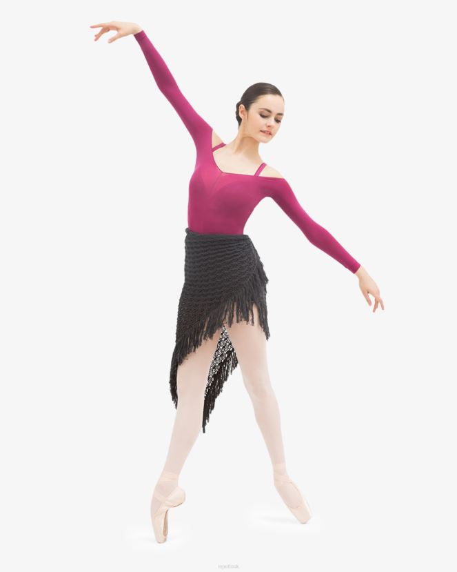 Women Repetto Anthracite Grey Knit Shawl With Fringes Clothing XDH8H0538