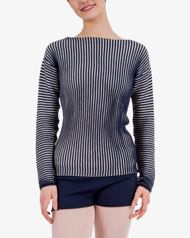 Women Repetto Blue And Petale Pink Bicolor Rib-Knit Jumper Clothing XDH8H0528