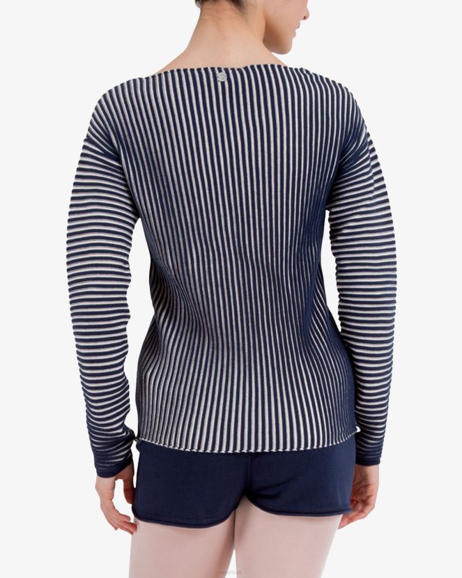 Women Repetto Blue And Petale Pink Bicolor Rib-Knit Jumper Clothing XDH8H0528