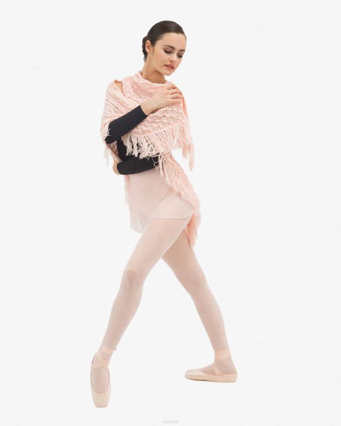 Women Repetto Petal Pink Knit Shawl With Fringes Clothing XDH8H0537