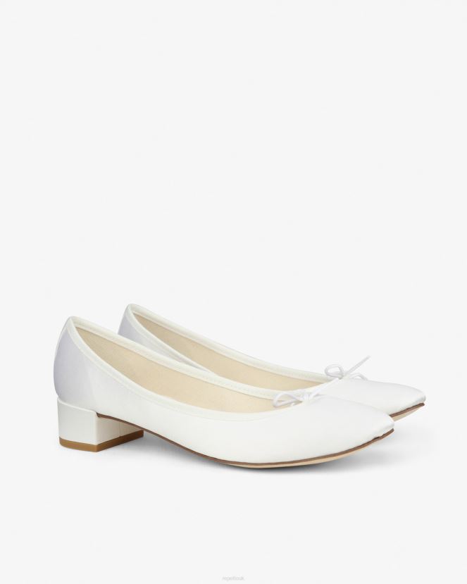 Women Repetto Ivory White Camille Ballerinas - Satin Footwear XDH8H082