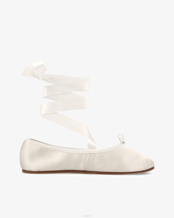 Women Repetto Ivory White Sophia Ballerinas - Satin Footwear XDH8H049
