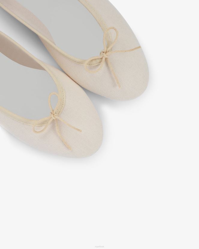 Women Repetto Linen Beige High Cendrillon Ballerinas - Vegan Footwear XDH8H0107