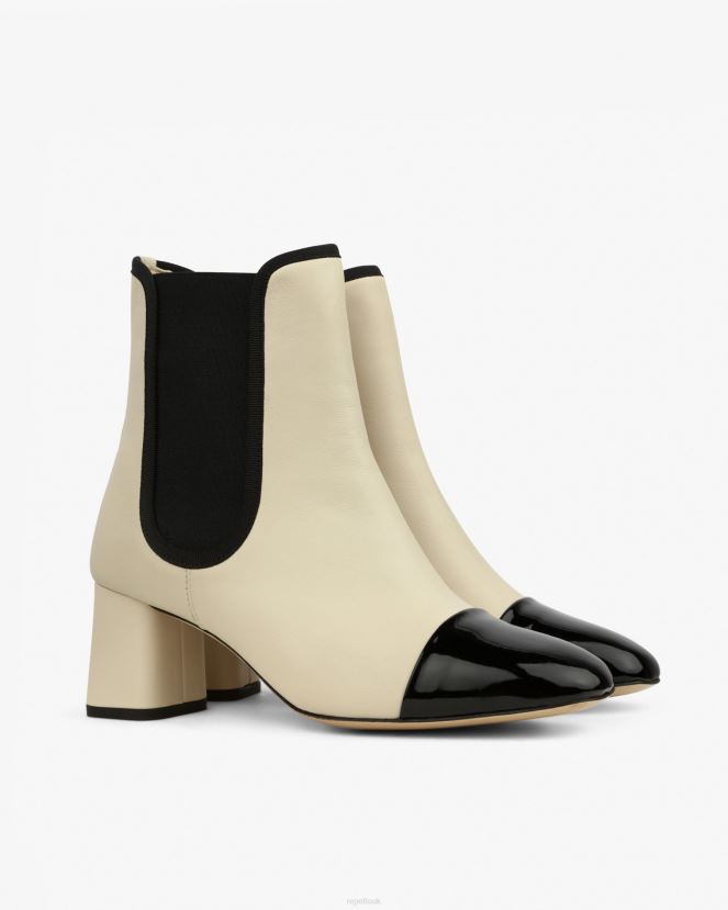 Women Repetto Swan Beige And Black Melissa Ankle Boots Footwear XDH8H0193