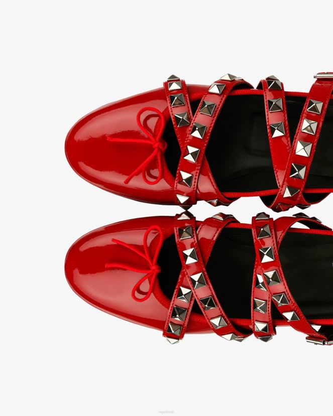 Women Repetto Flammy Red X Noir Kei Ninomiya - Platform Mary Janes With Studded Strap Footwear XDH8H0183