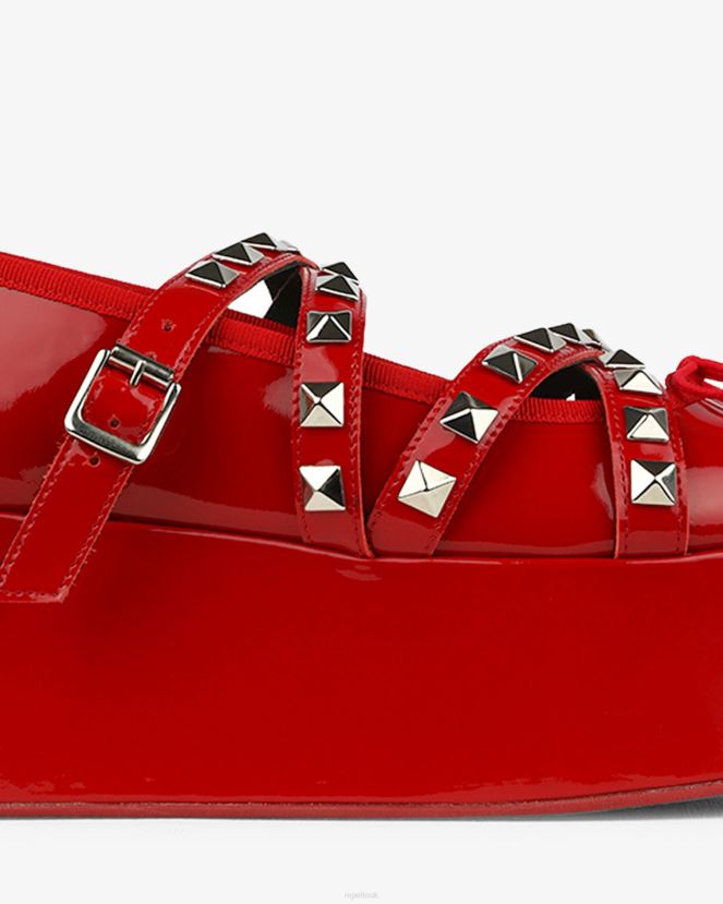 Women Repetto Flammy Red X Noir Kei Ninomiya - Platform Mary Janes With Studded Strap Footwear XDH8H0183