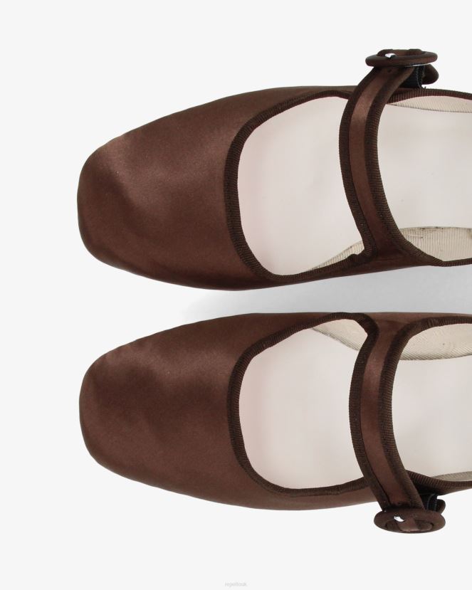 Women Repetto Mocha Brown Georgia Mary Janes - Satin Footwear XDH8H0150