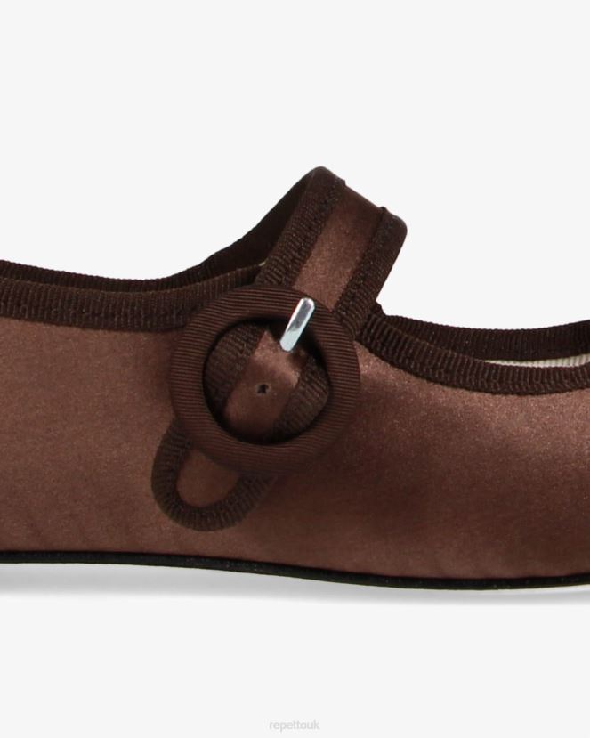 Women Repetto Mocha Brown Georgia Mary Janes - Satin Footwear XDH8H0150